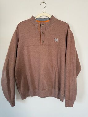 Volunteer Traditions Bluetick Heritage Snap Pullover in Brown/Orange Size Large